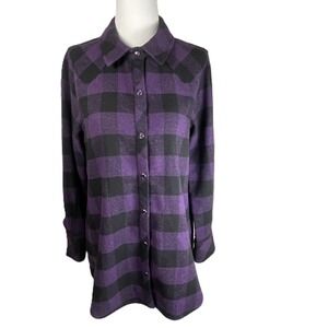 Tuckernuck‎ Purple Black Plaid Flannel Pearl Snap Shirt Jacket Small Button Down